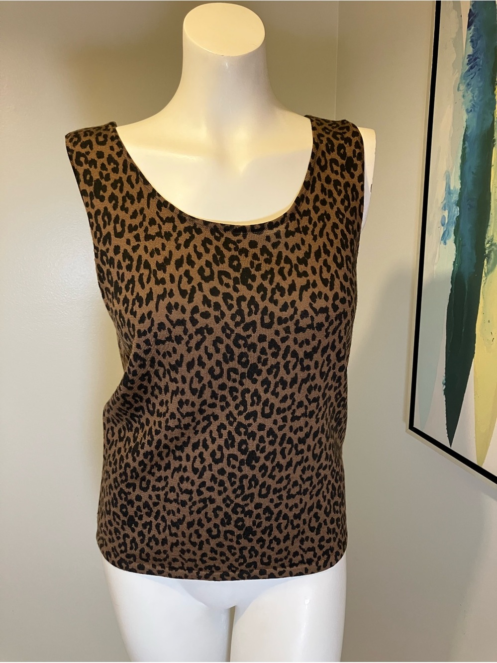 TAHARI-Arthur S. Levine Leopard Print Sleeveless Tank/Shell size 8